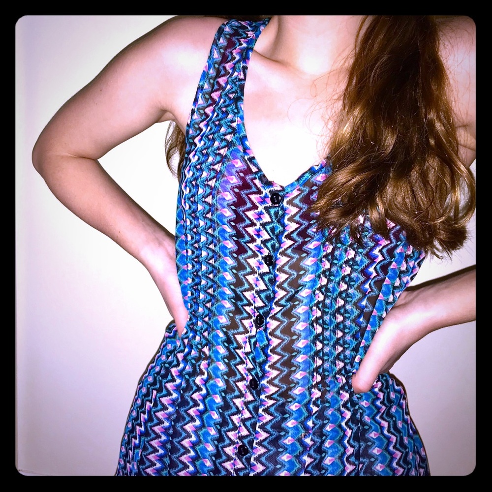Button down sleeveless tank